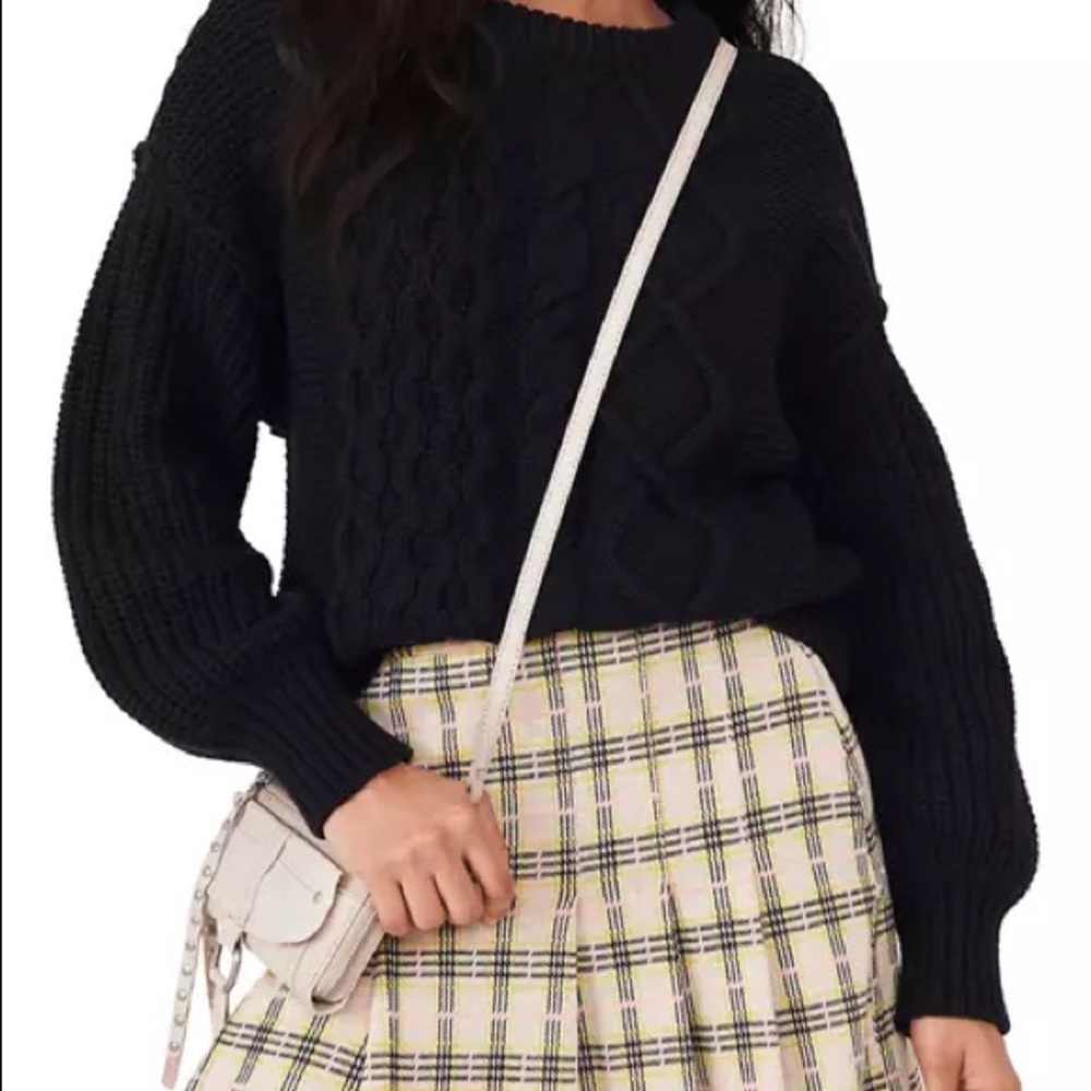 Free People Dream Cable Crew Sweater in Black NWT Small - Picture 7 of 14